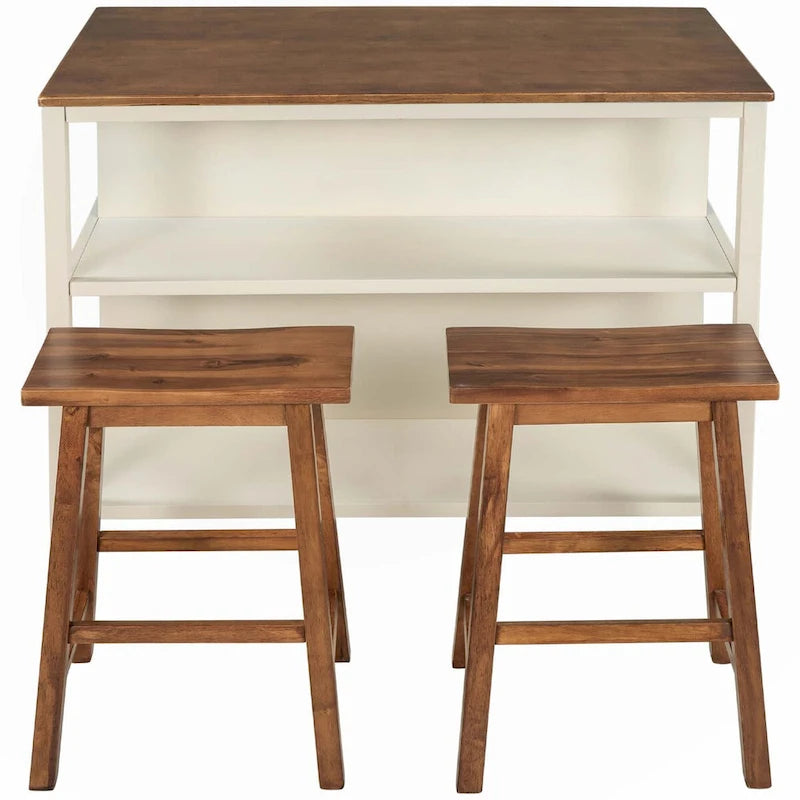 Ensemble table et chaises de salle à manger et planche à découper trois pièces en bois massif